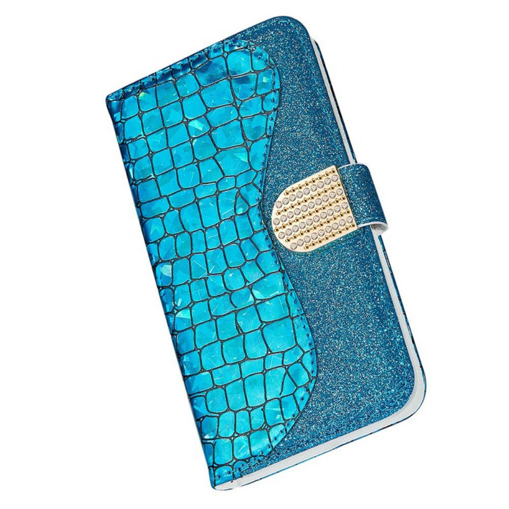 Flipové Pouzdro Na iPhone 13 Pro Max Krokodýlí Diamanty
