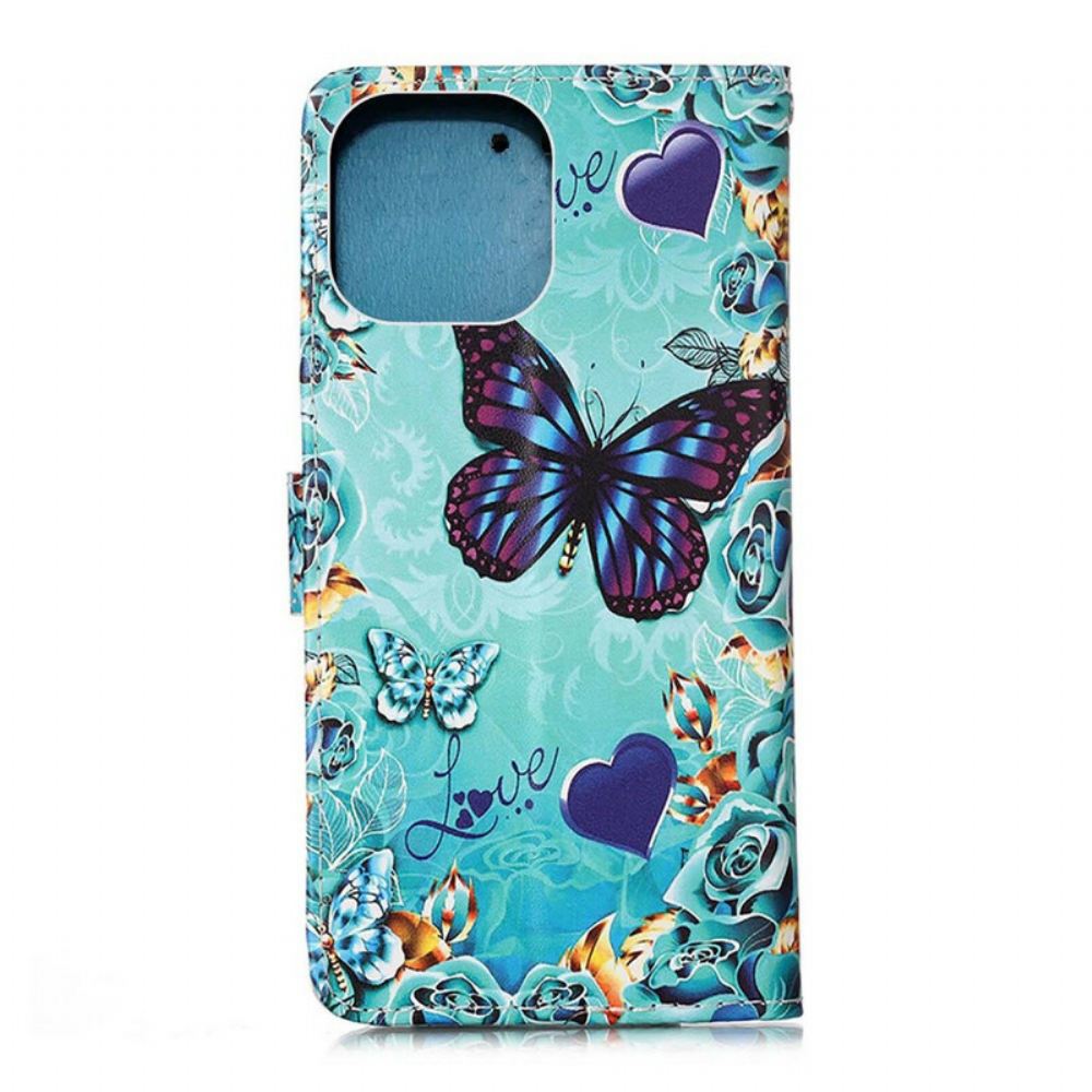 Flipové Pouzdro Na iPhone 13 Pro Max Na Lana Love Butterflies Strappy