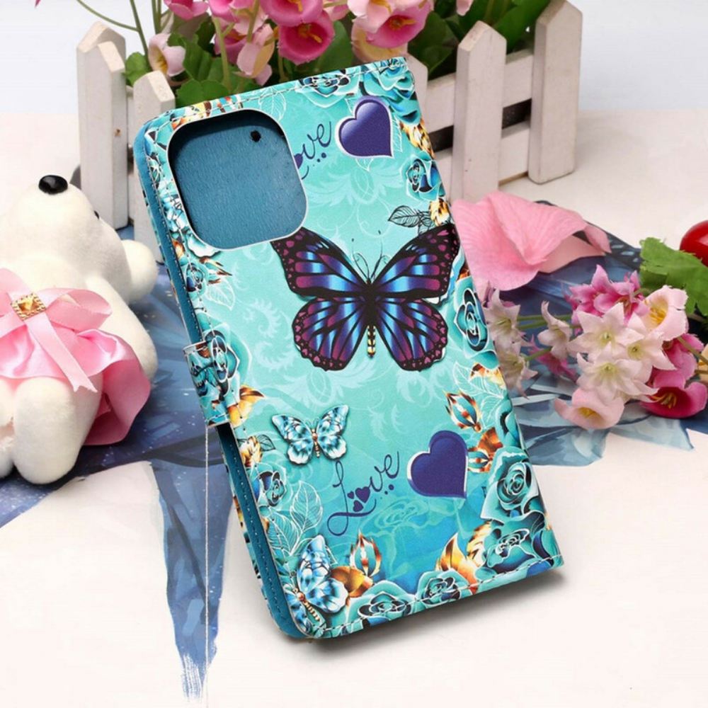 Flipové Pouzdro Na iPhone 13 Pro Max Na Lana Love Butterflies Strappy