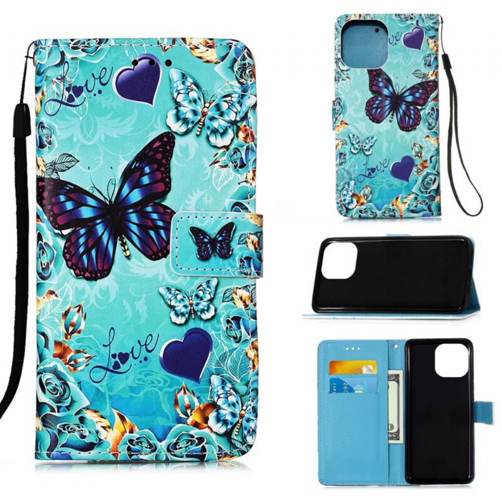 Flipové Pouzdro Na iPhone 13 Pro Max Na Lana Love Butterflies Strappy