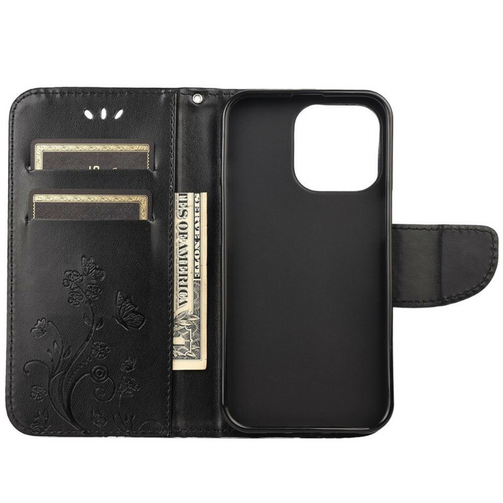 Flipové Pouzdro Na iPhone 13 Pro Max Motýli Ve Větru