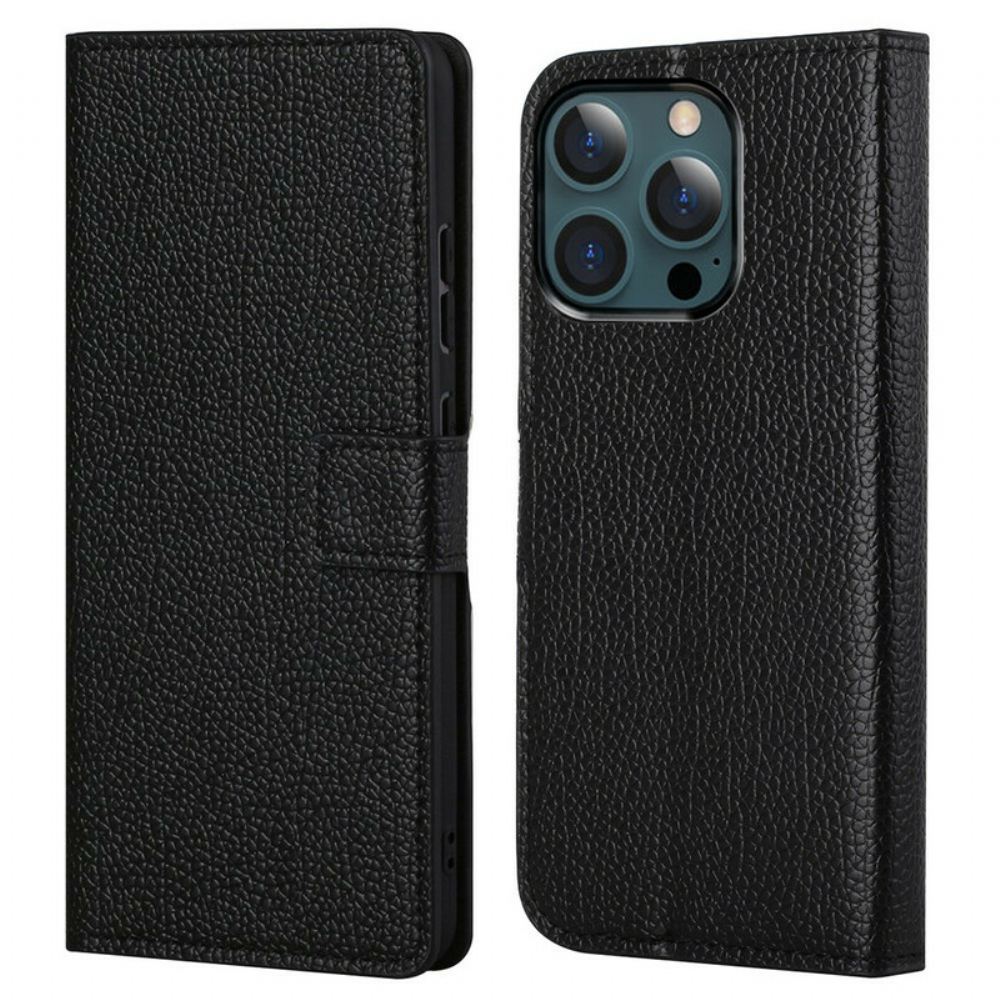 Kožené Pouzdro Na iPhone 13 Pro Max Efekt Zrnité Kůže Litchi