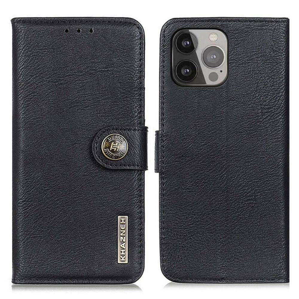 Kožené Pouzdro Na iPhone 13 Pro Max Imitace Kůže Khazneh