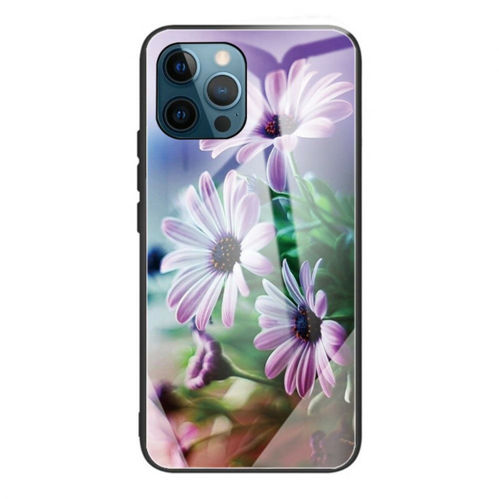 Kryt Na iPhone 13 Pro Max Realistické Květiny Z Tvrzeného Skla