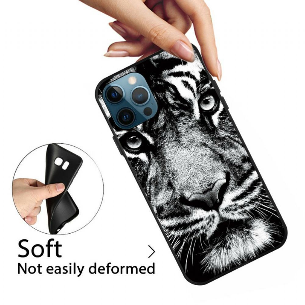 Kryt Na iPhone 13 Pro Max Černobílý Tygr