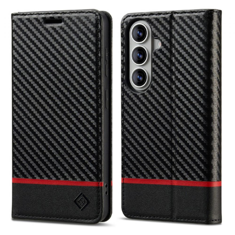 Kožené Pouzdro Folio Na Samsung Galaxy S26 Plus Uhlíková Vlákna