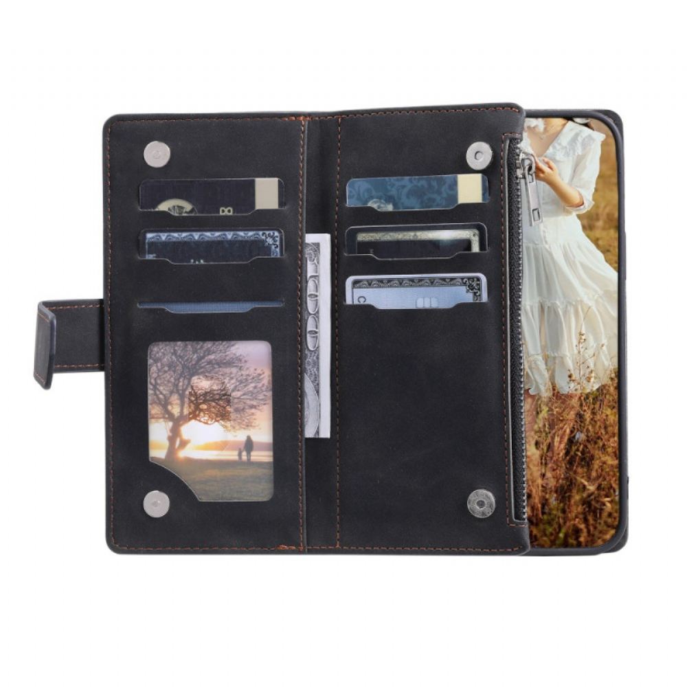 Kožený Kryt Na Samsung Galaxy S26 Plus Prošívaná Peněženka S Popruhem