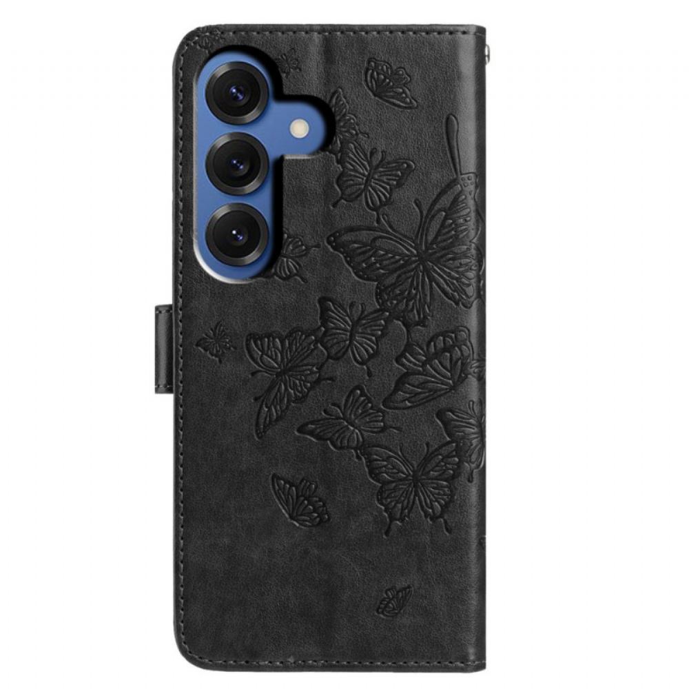 Kožený Kryt Samsung Galaxy S26 Plus Barokní Motýl