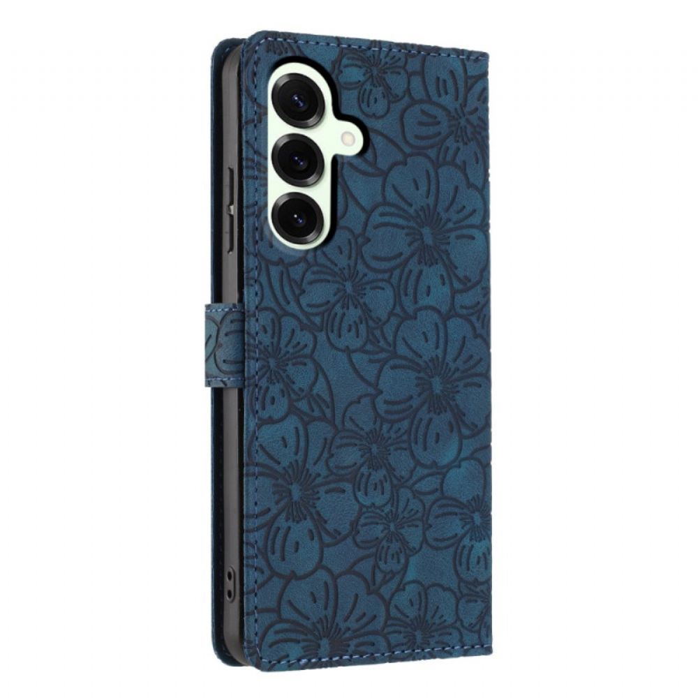 Kožený Kryt Samsung Galaxy S26 Plus Gravírování Třešňového Květu