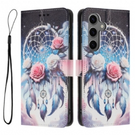 Kožený Kryt Samsung Galaxy S26 Plus Květinový Lapač Snů