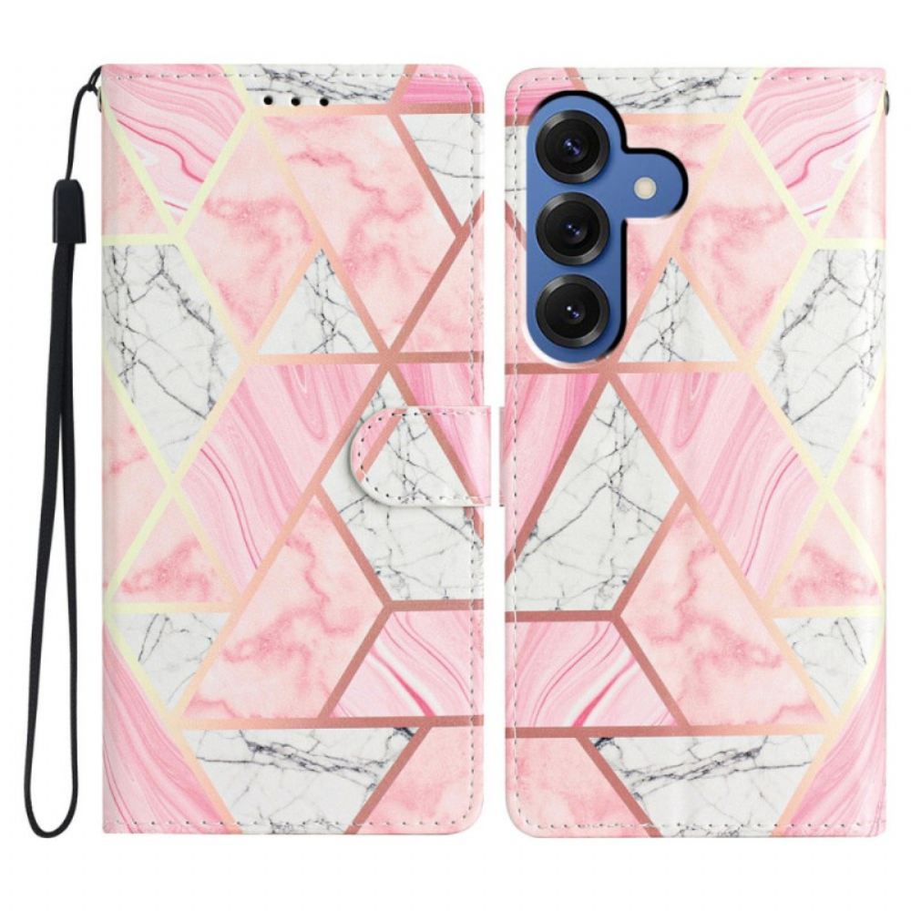 Kožený Kryt Samsung Galaxy S26 Plus Růžový Mramor