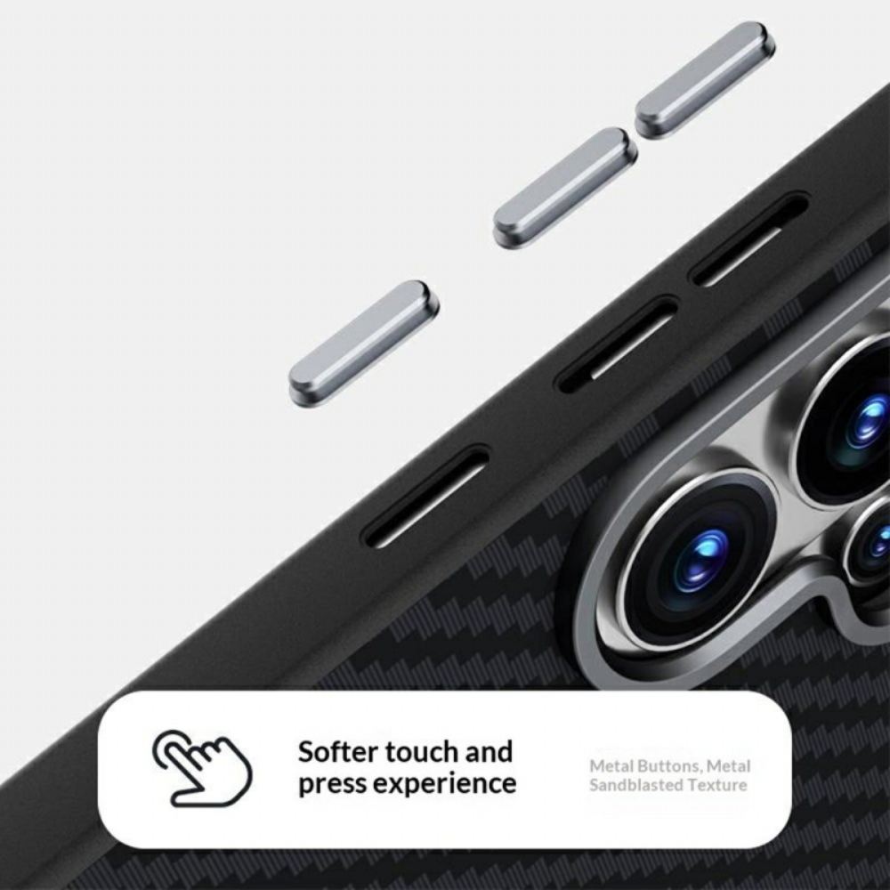 Kryt Samsung Galaxy S26 Plus Kryty Na Mobil Magnetický Držák S Texturovaným Uhlíkovým Vláknem