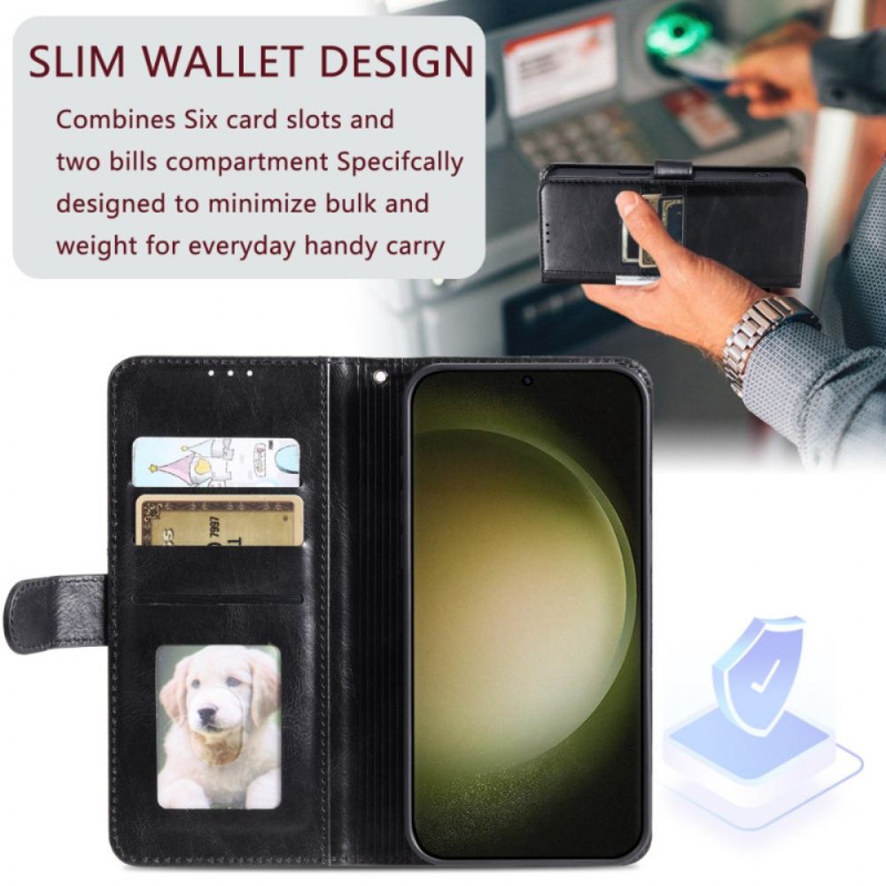 Peněženková Pouzdra Samsung Galaxy S26 Plus Kryty Na Mobil 6 Slotů Na Karty A Poutko Na Zápěstí