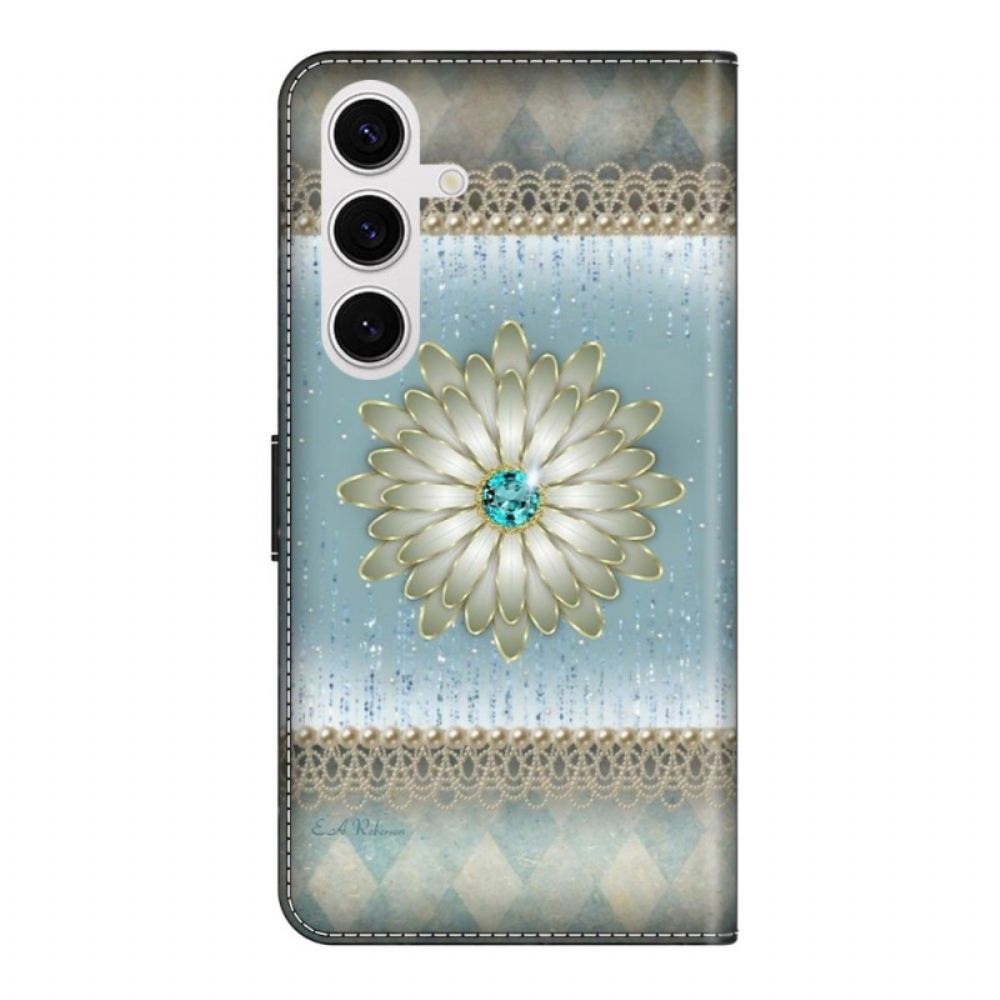 Peněženková Pouzdra Samsung Galaxy S26 Plus Kryty Na Mobil Modrý Diamantový Květ