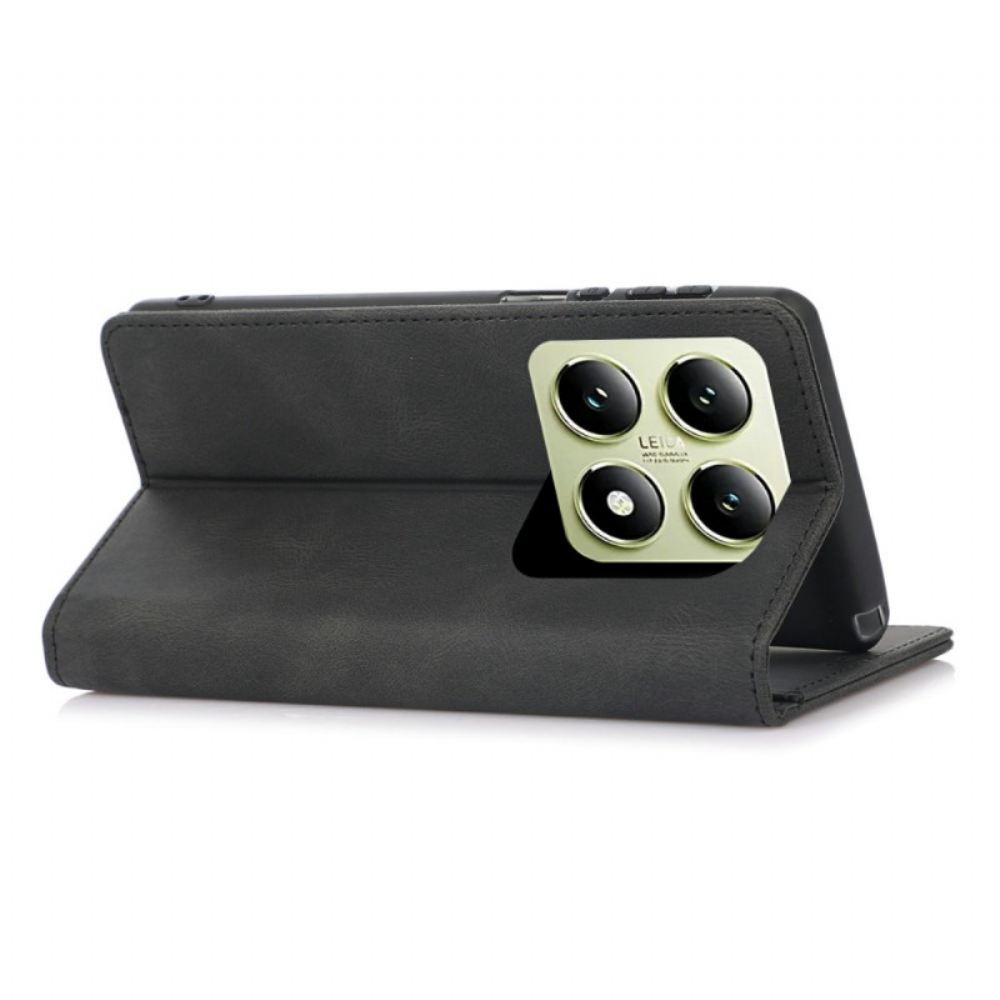 Kožené Pouzdro Folio Na Xiaomi 15t Semišový Efekt