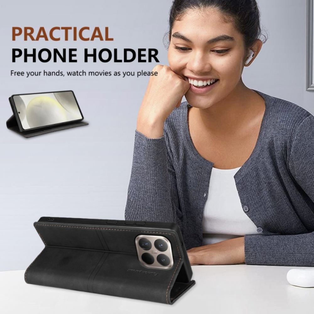 Kožené Pouzdro Folio Xiaomi 15t Lemování