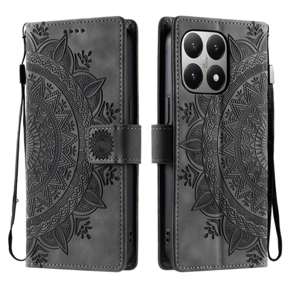 Kožený Kryt Xiaomi 15t Efekt Mandaly A Semiše