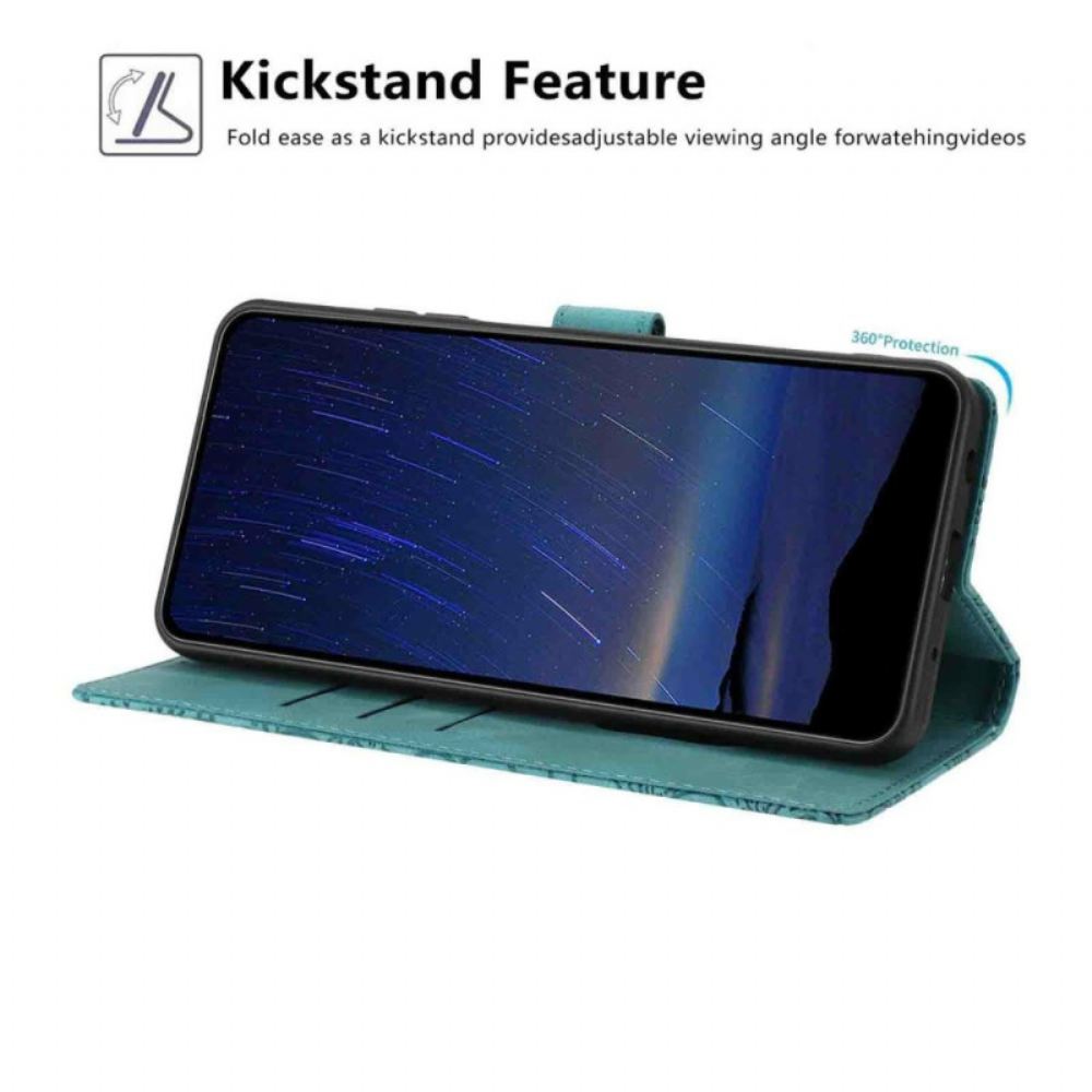 Kožený Kryt Xiaomi 15t Květinové Gravírování