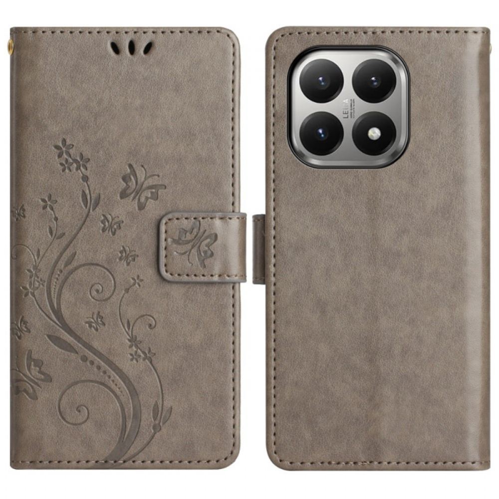 Kožený Kryt Xiaomi 15t Květinový Vzor