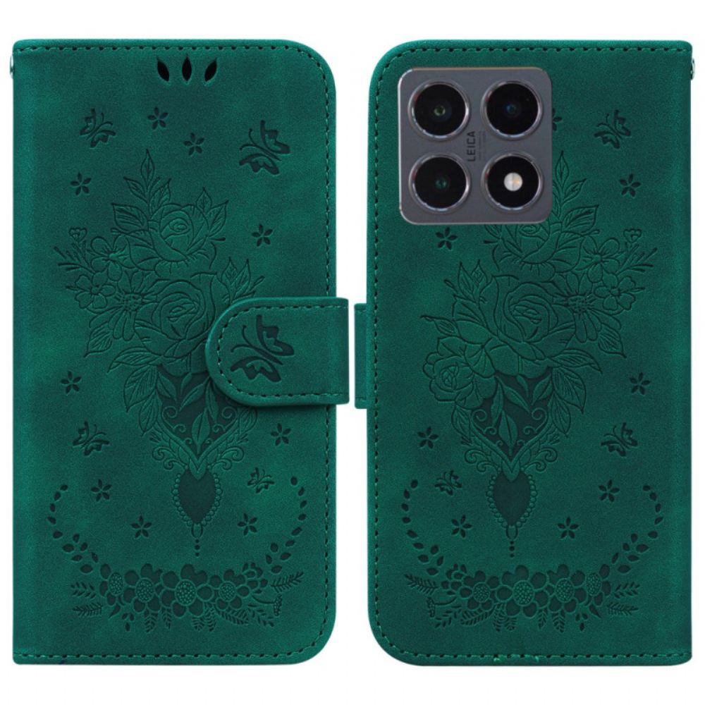 Kožený Kryt Xiaomi 15t Potisk Růží