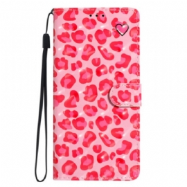 Kožený Kryt Xiaomi 15t Růžový Leopardí Vzor