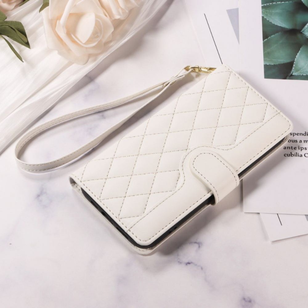 Peněženková Pouzdra Xiaomi 15t Kryty Na Mobil Prošívané S Popruhem A Ramenním Popruhem