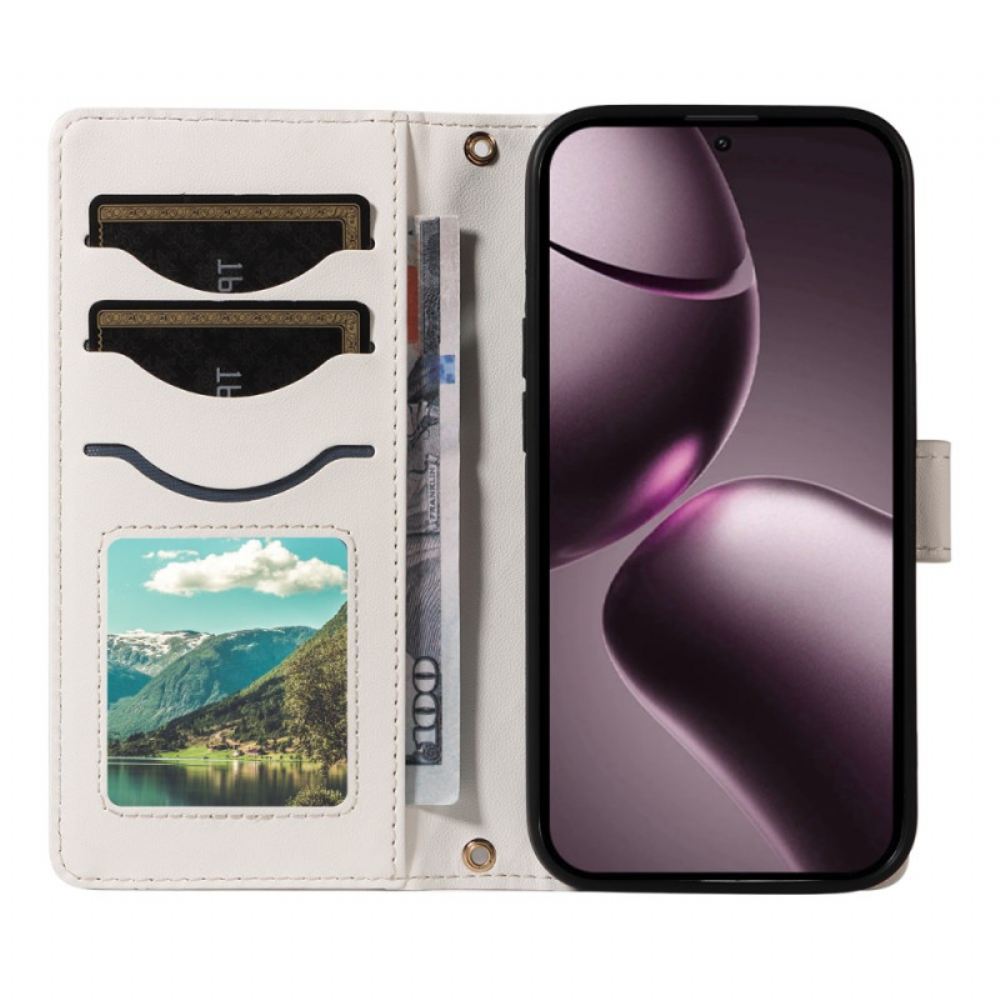 Peněženková Pouzdra Xiaomi 15t Kryty Na Mobil Prošívané S Popruhem A Ramenním Popruhem