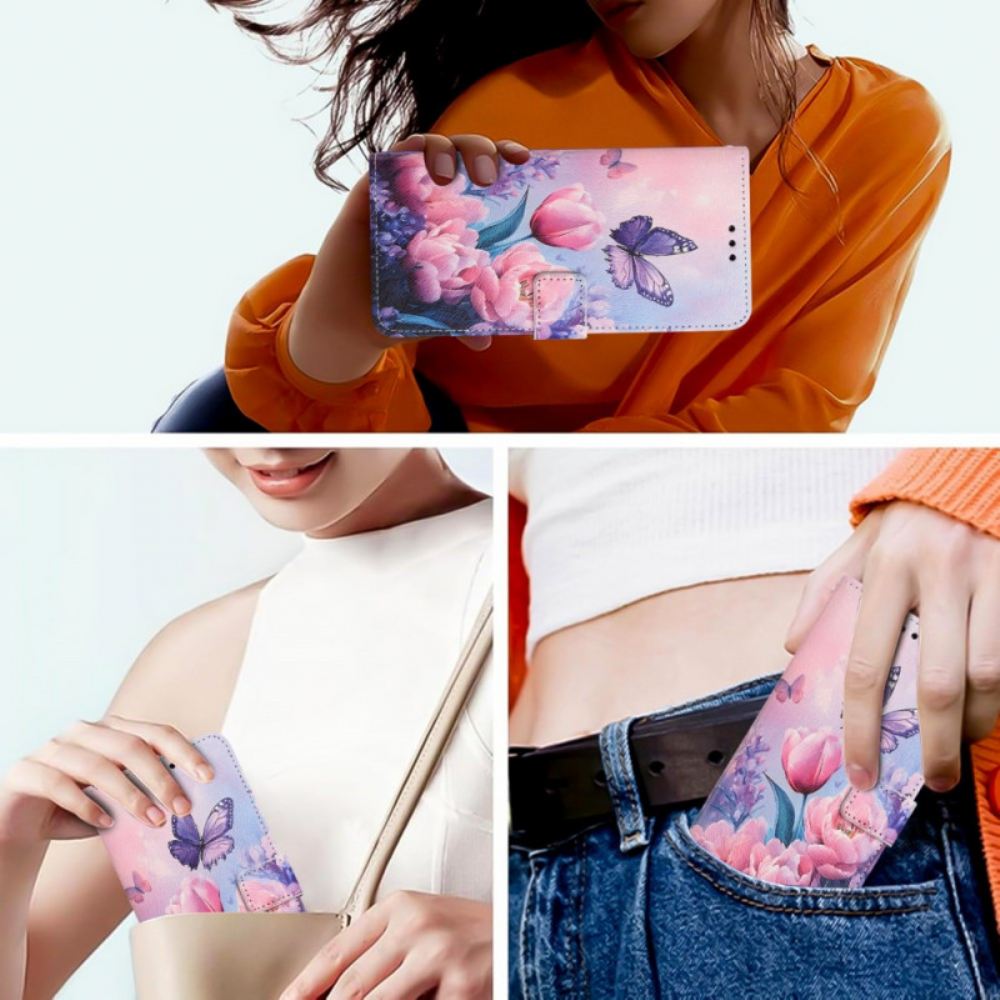 Peněženková Pouzdra Xiaomi 15t Růžové Tulipány