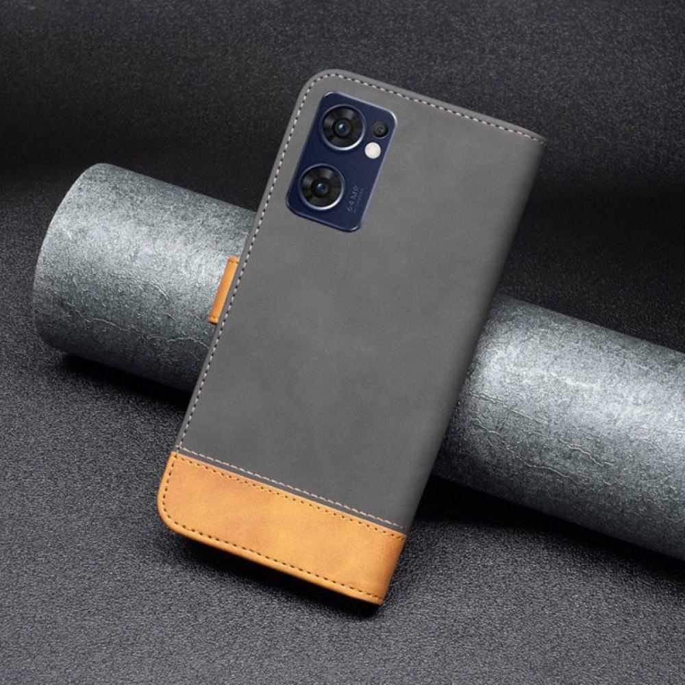 Flipové Pouzdro Na Oppo Find X5 Lite Dvoubarevná Imitace Kůže Binfen Color