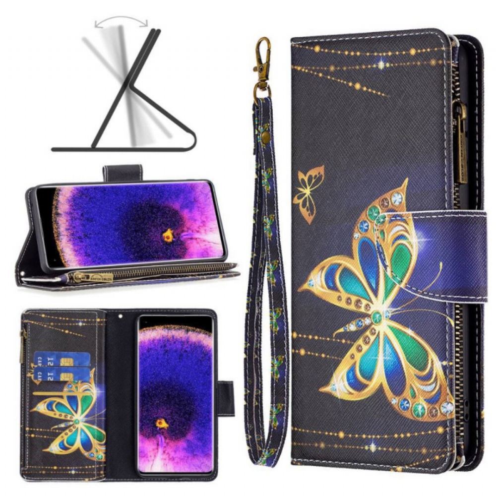 Flipové Pouzdro Na Oppo Find X5 Lite Kapsa Na Zip Royal Butterfly