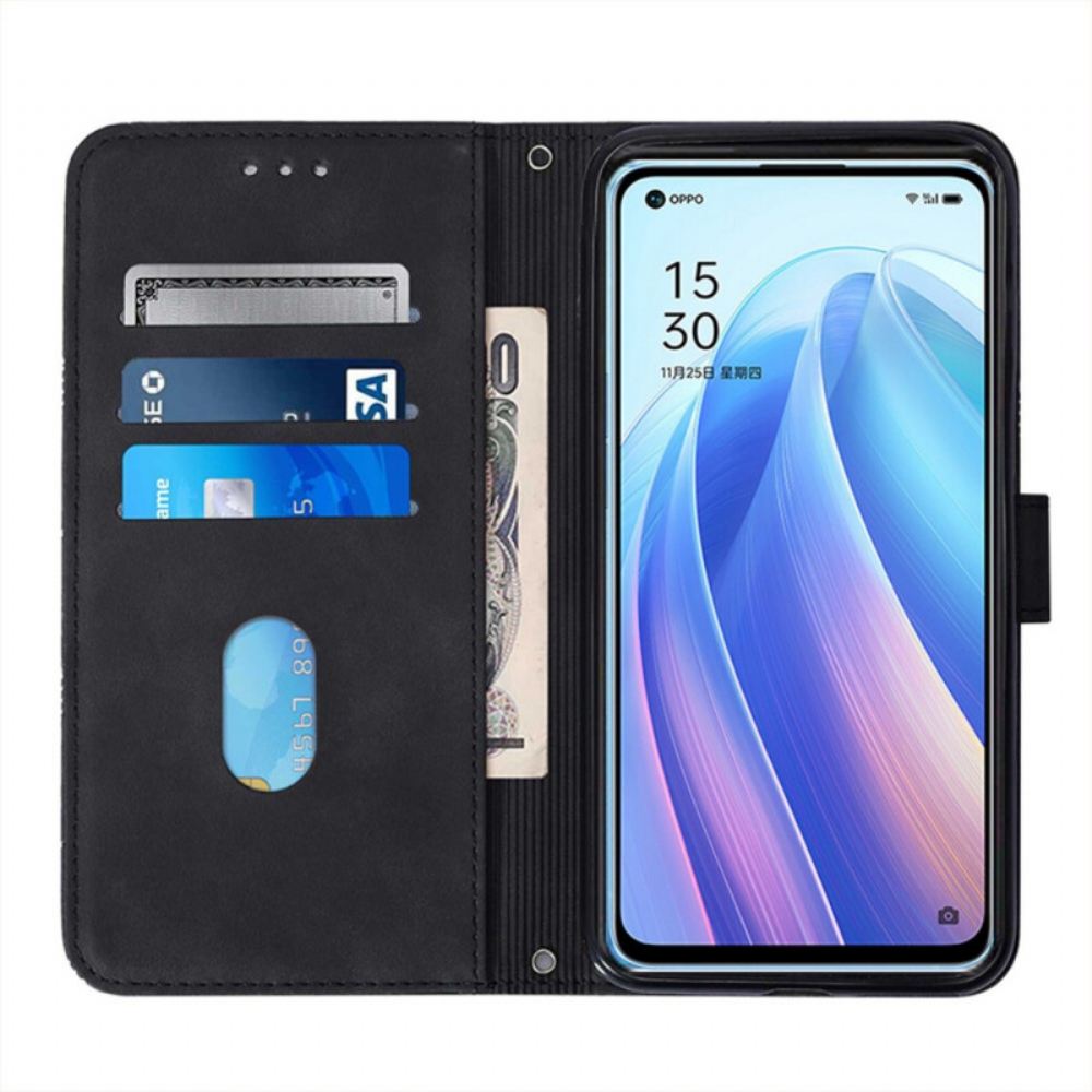Flipové Pouzdro Na Oppo Find X5 Lite Trojúhelníky S Ramenním Popruhem