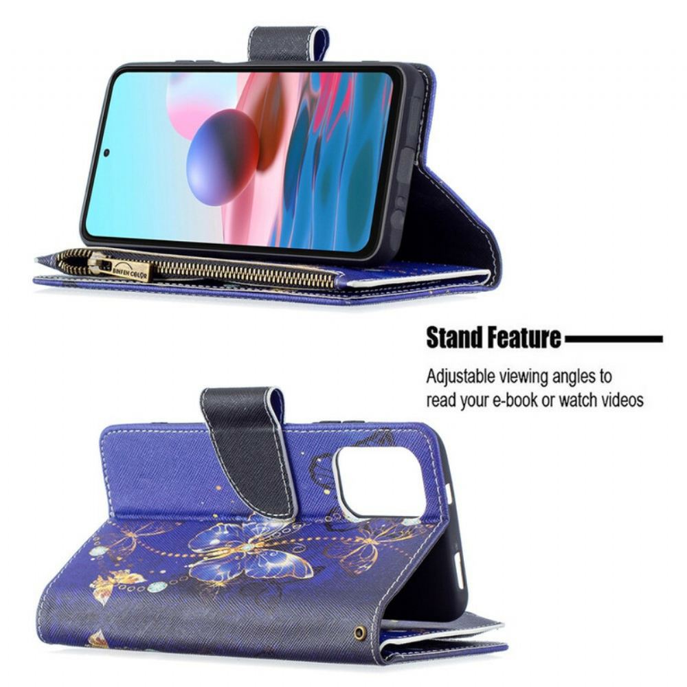 Flipové Pouzdro Na Xiaomi Redmi Note 10 / 10S Kapsa Na Zip S Motýly