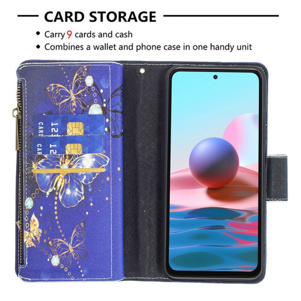 Flipové Pouzdro Na Xiaomi Redmi Note 10 / 10S Kapsa Na Zip S Motýly