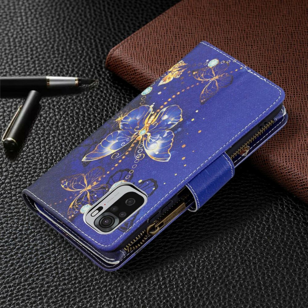 Flipové Pouzdro Na Xiaomi Redmi Note 10 / 10S Kapsa Na Zip S Motýly