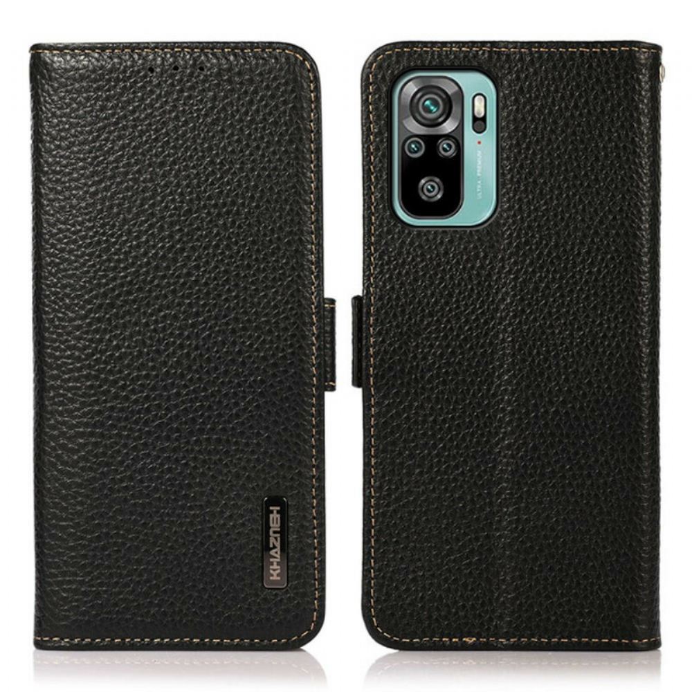 Flipové Pouzdro Na Xiaomi Redmi Note 10 / 10S Khazneh Rfid Z Kůže Litchi