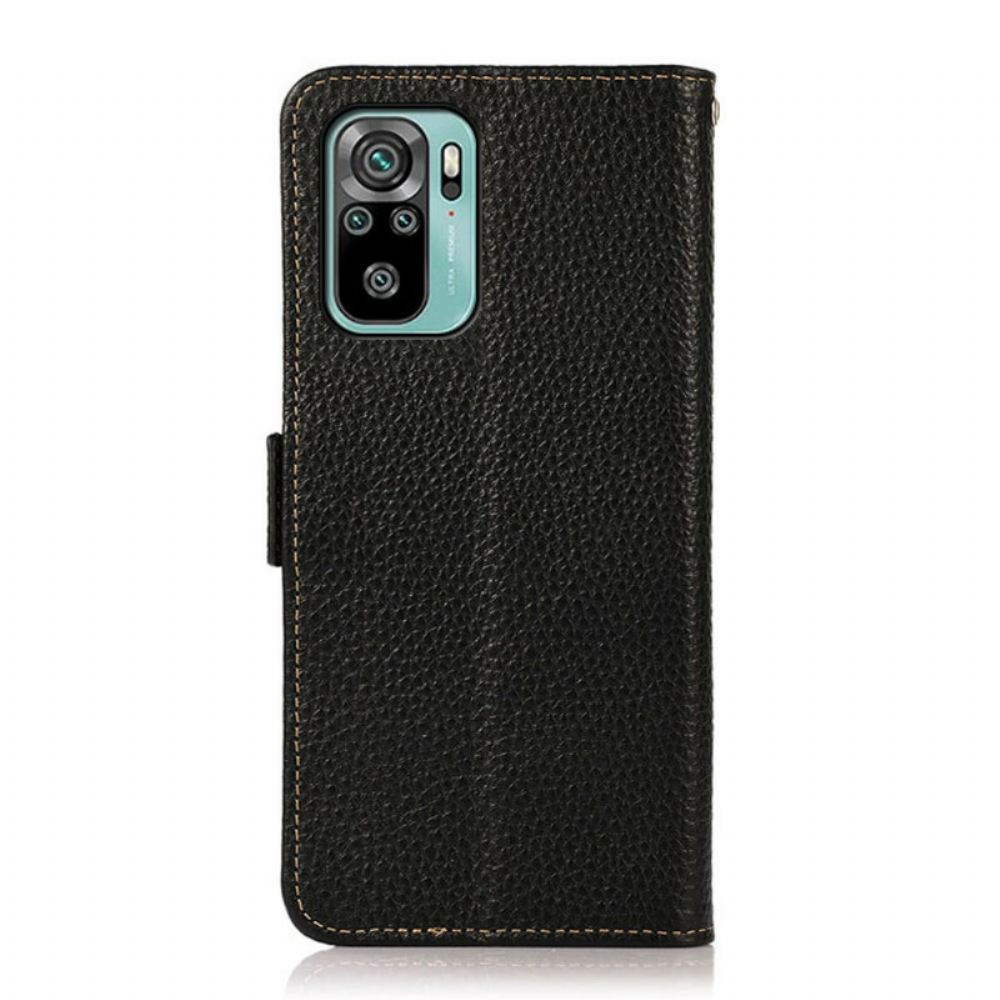 Flipové Pouzdro Na Xiaomi Redmi Note 10 / 10S Khazneh Rfid Z Kůže Litchi