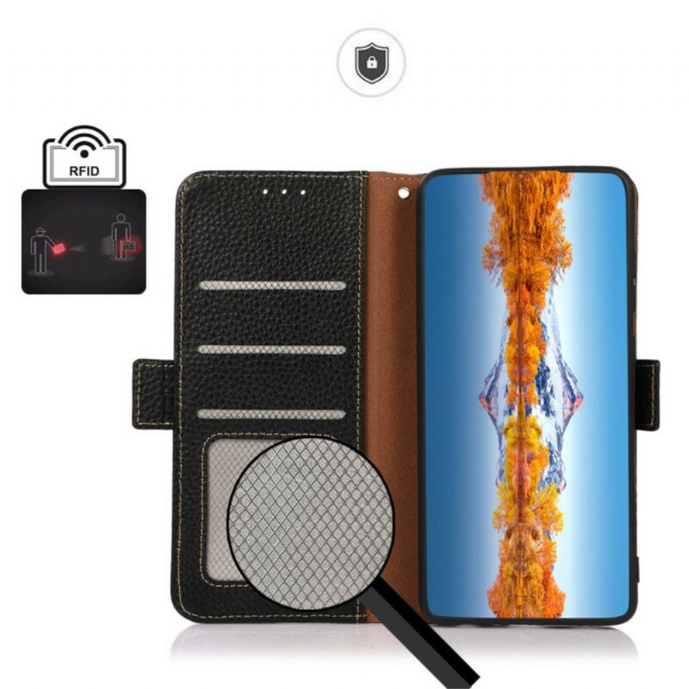 Flipové Pouzdro Na Xiaomi Redmi Note 10 / 10S Khazneh Rfid Z Kůže Litchi