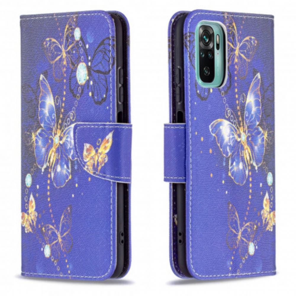 Flipové Pouzdro Na Xiaomi Redmi Note 10 / 10S Zlatí Motýli
