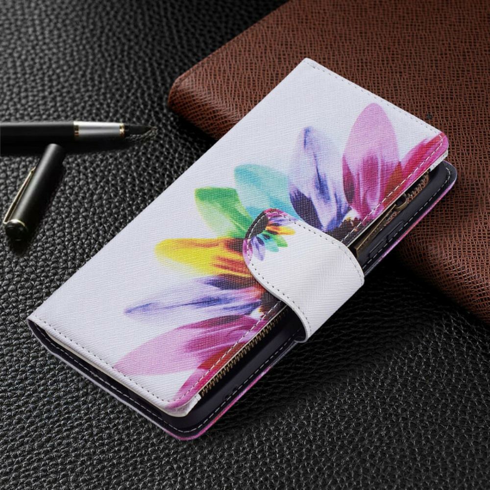 Kožené Pouzdro Na Xiaomi Redmi Note 10 / 10S 9 Květinová Kapsa Na Zip