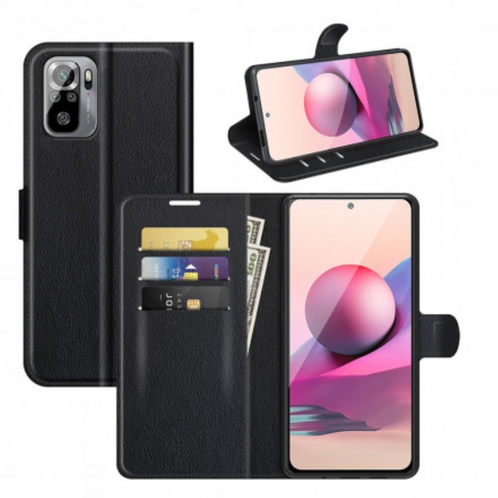 Kožené Pouzdro Na Xiaomi Redmi Note 10 / 10S Magnetická Spona V Koženém Stylu