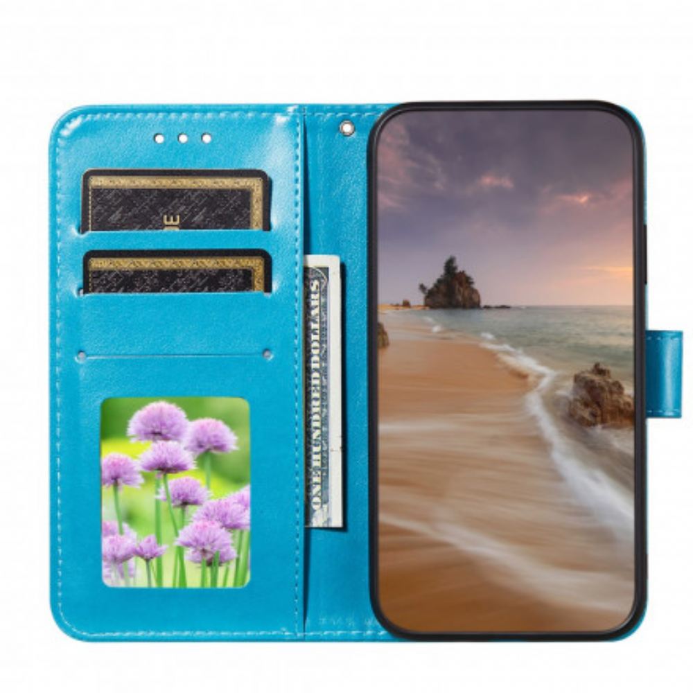 Kožené Pouzdro Na Xiaomi Redmi Note 10 / 10S Tisk Květinové Výšivky