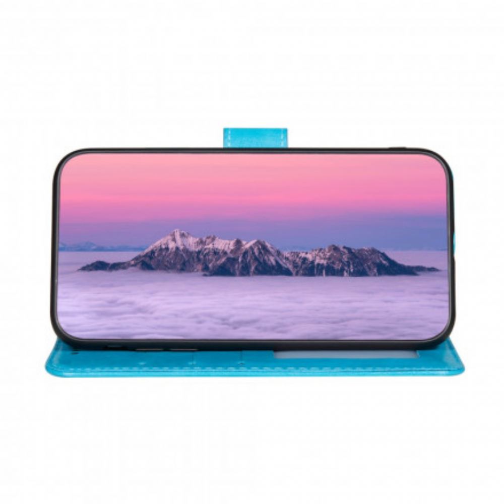 Kožené Pouzdro Na Xiaomi Redmi Note 10 / 10S Tisk Květinové Výšivky