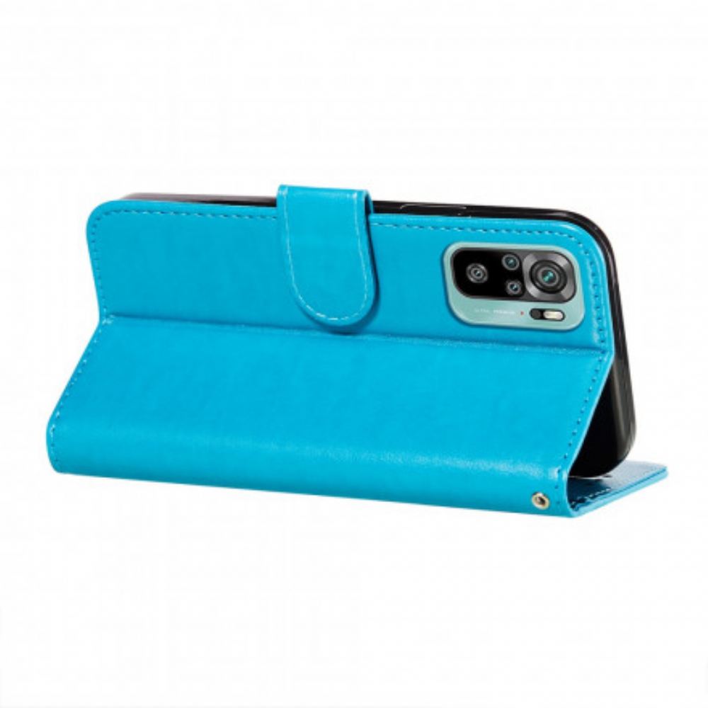 Kožené Pouzdro Na Xiaomi Redmi Note 10 / 10S Tisk Květinové Výšivky
