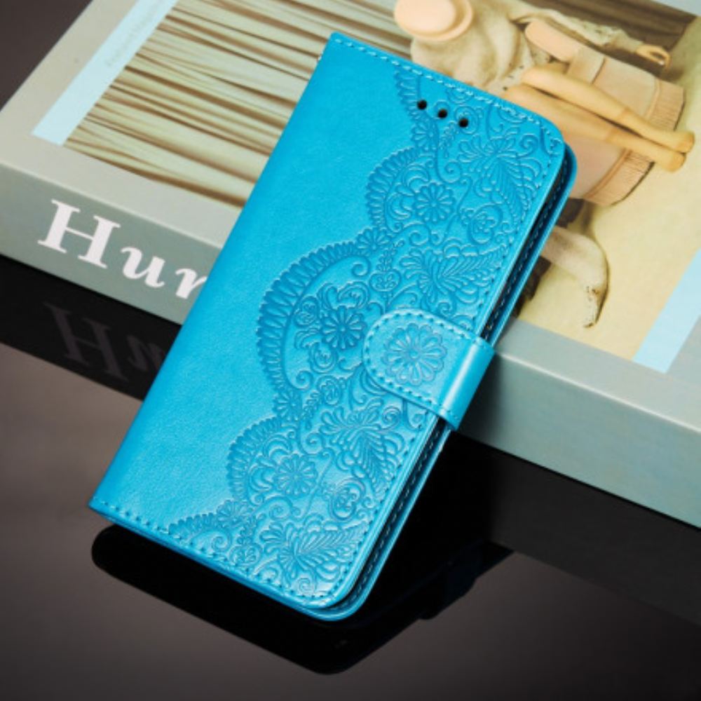Kožené Pouzdro Na Xiaomi Redmi Note 10 / 10S Tisk Květinové Výšivky
