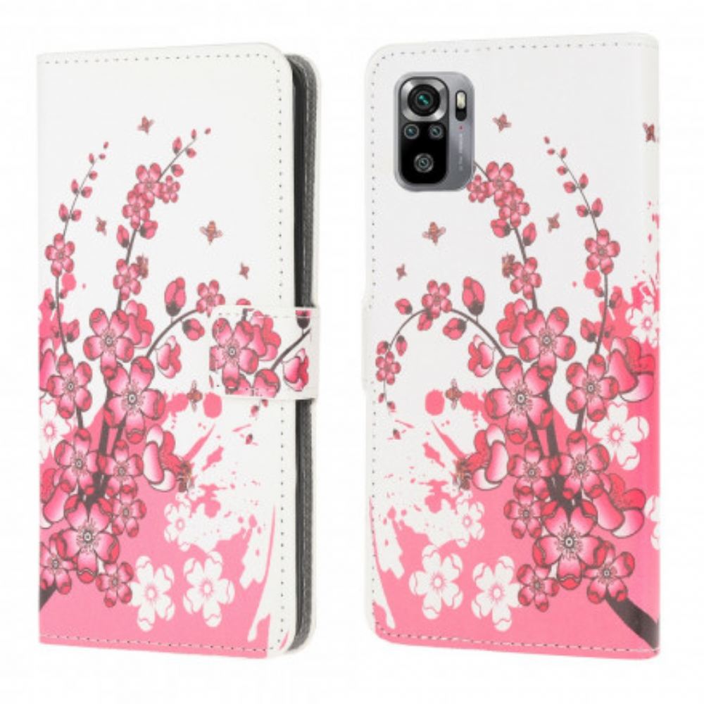Kožené Pouzdro Na Xiaomi Redmi Note 10 / 10S Tropické Květiny
