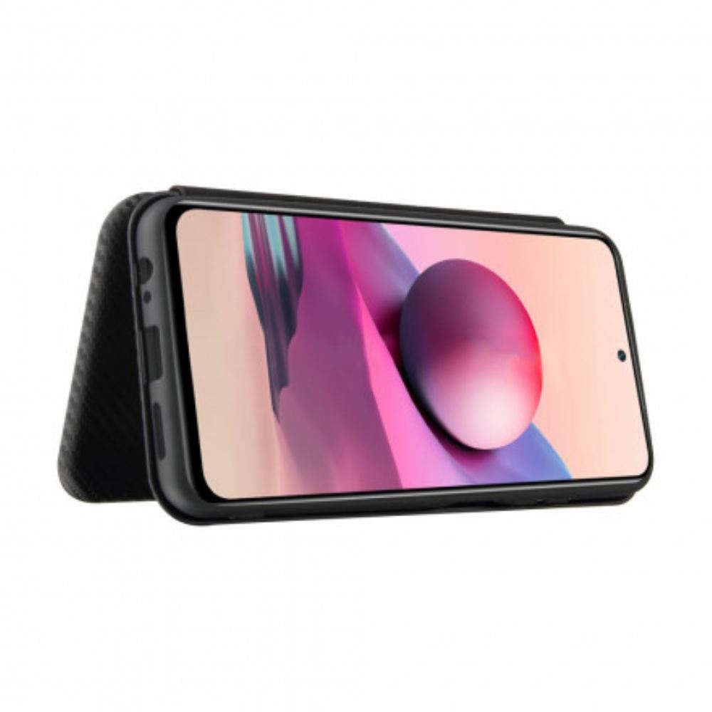 Kryty Na Mobil Na Xiaomi Redmi Note 10 / 10S Flipové Pouzdro Uhlíkové Vlákno S Opěrným Kroužkem