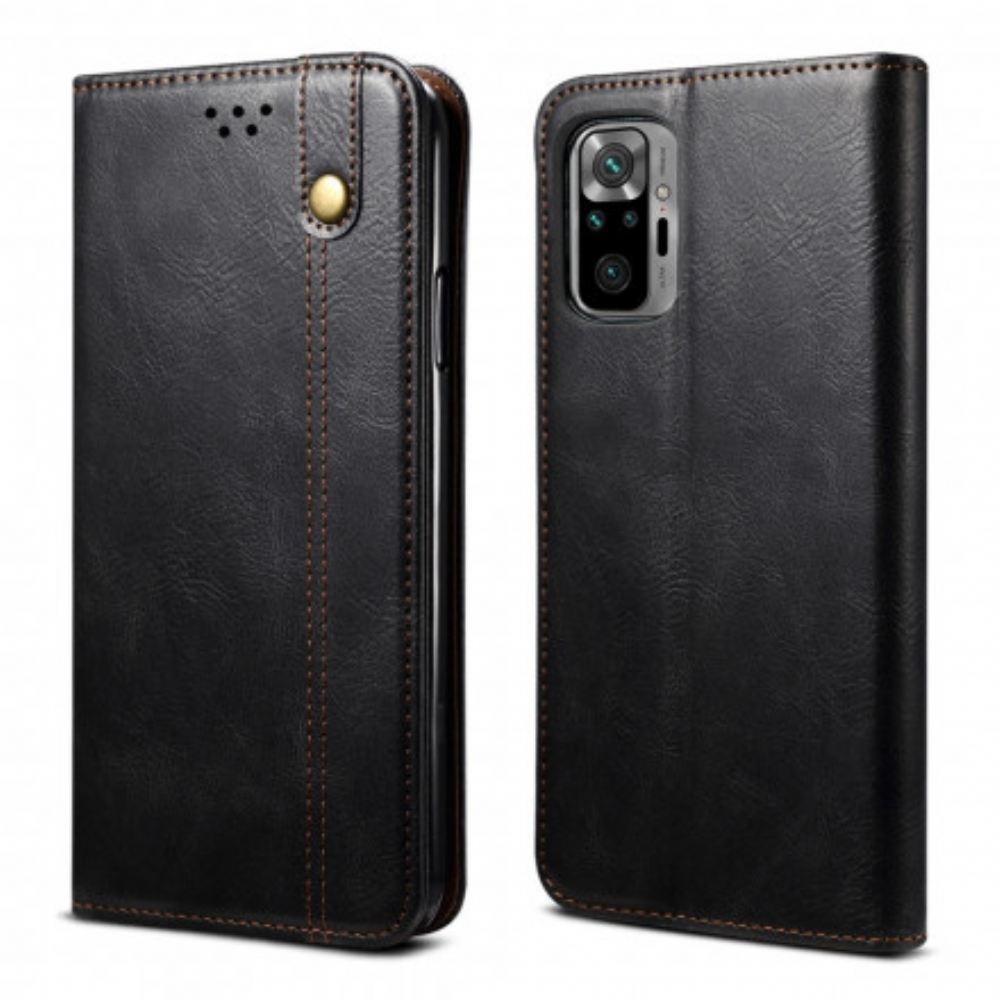 Kryty Na Mobil Na Xiaomi Redmi Note 10 / 10S Flipové Pouzdro Voskovaná Umělá Kůže