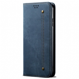 Kožené Pouzdro Folio Motorola Edge 50 Ultra Džínová Látka