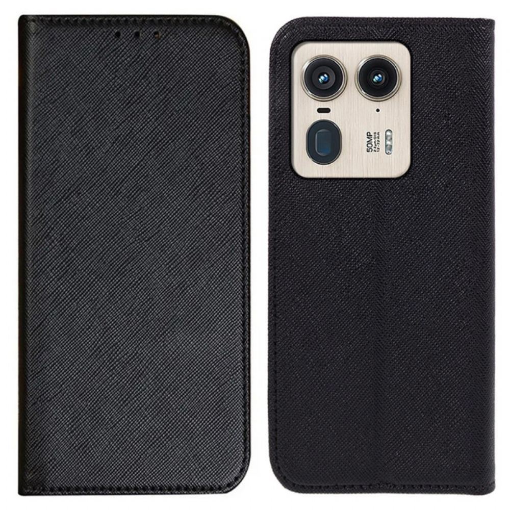 Kožené Pouzdro Folio Motorola Edge 50 Ultra Křížová Textura