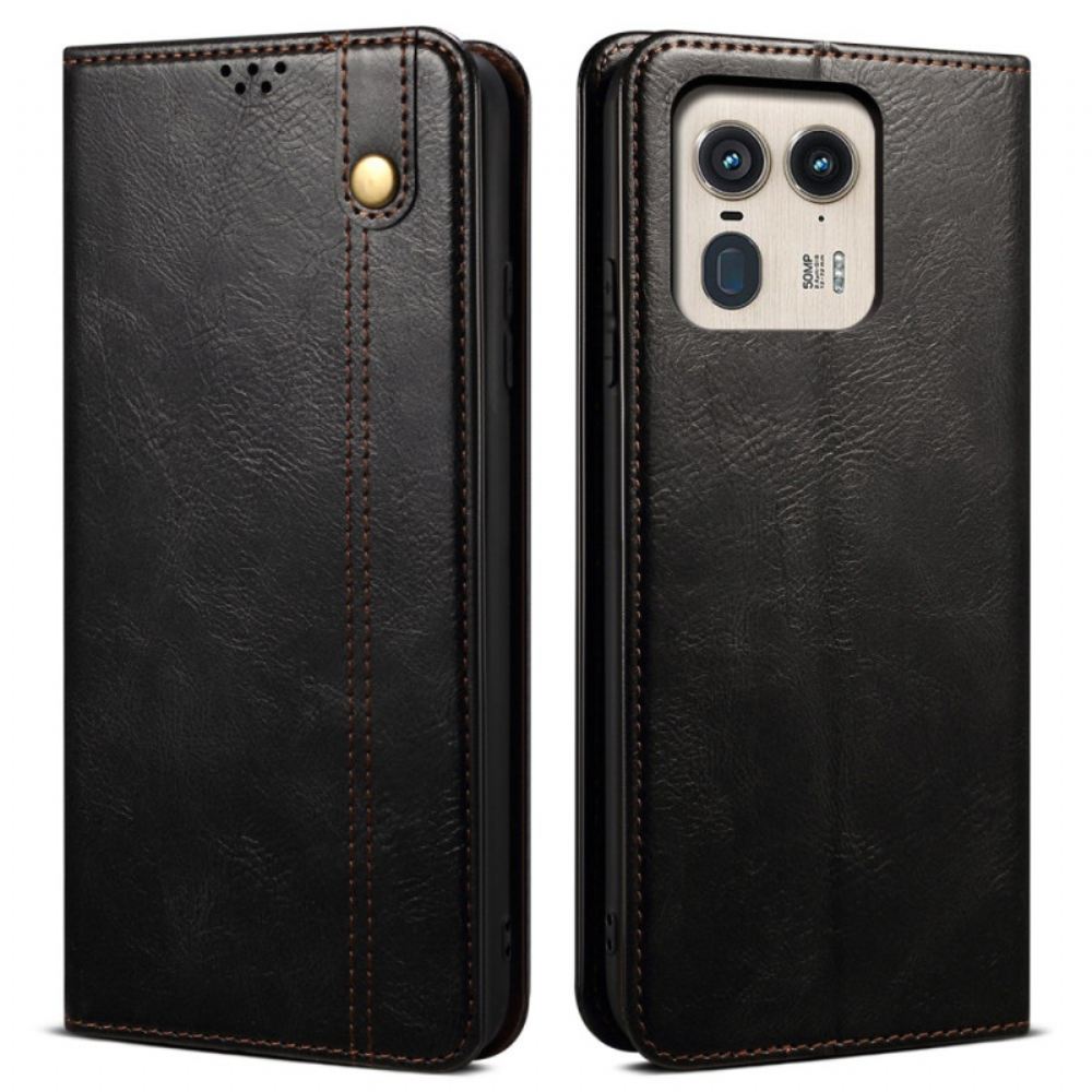 Kožené Pouzdro Folio Motorola Edge 50 Ultra Voskovaná Imitace Kůže